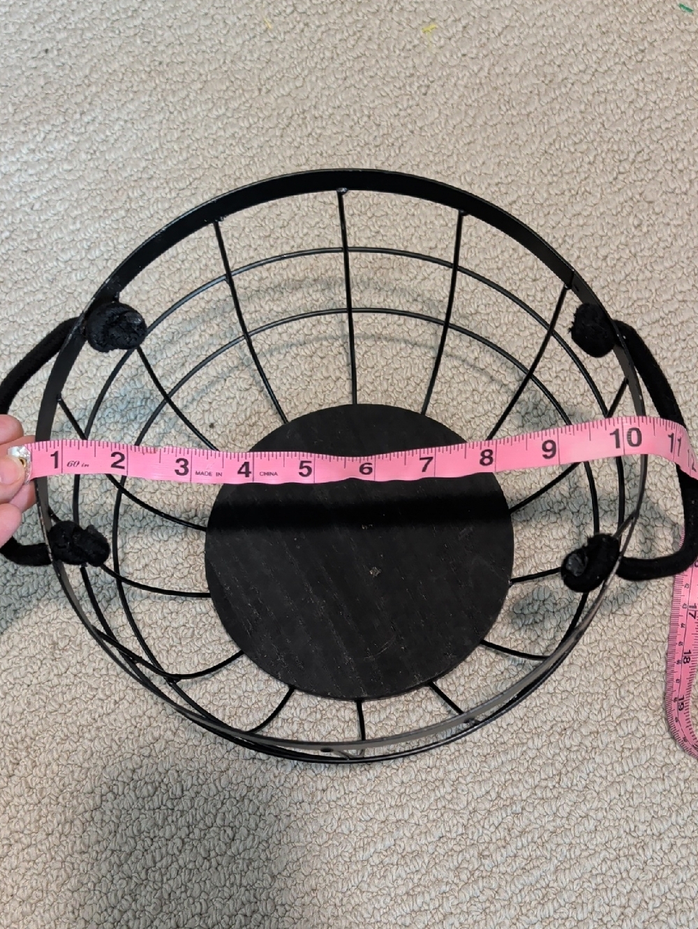 Black Wire Round Basket with Rope Handles - Picture 3 of 7